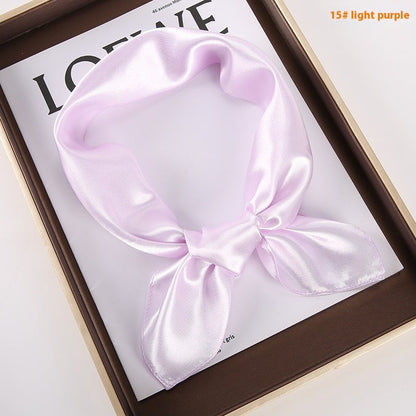 Solid Color Square Scarf Artificial Silk Small Square Towel Limorista