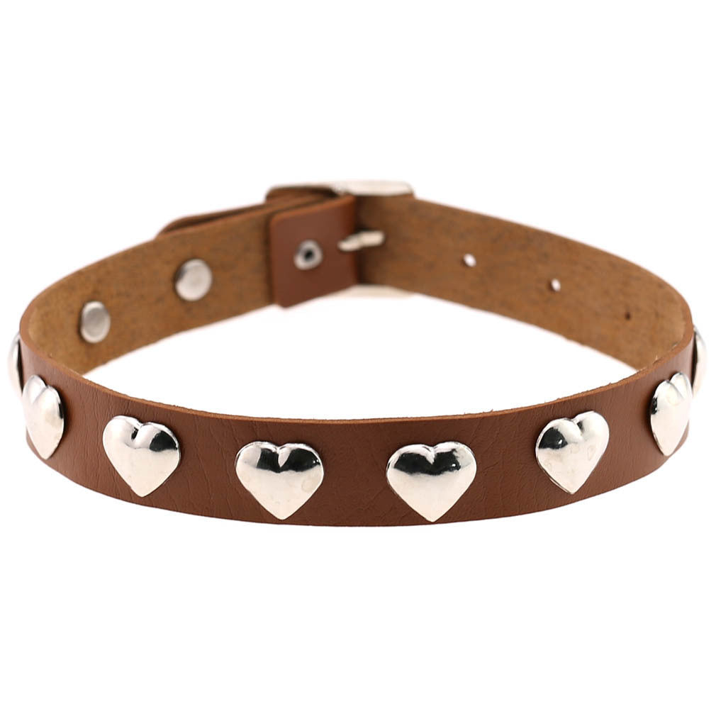 Fan Original New Punk Gothic Love Heart-shaped Rivets Pin Buckle Necklace Limorista