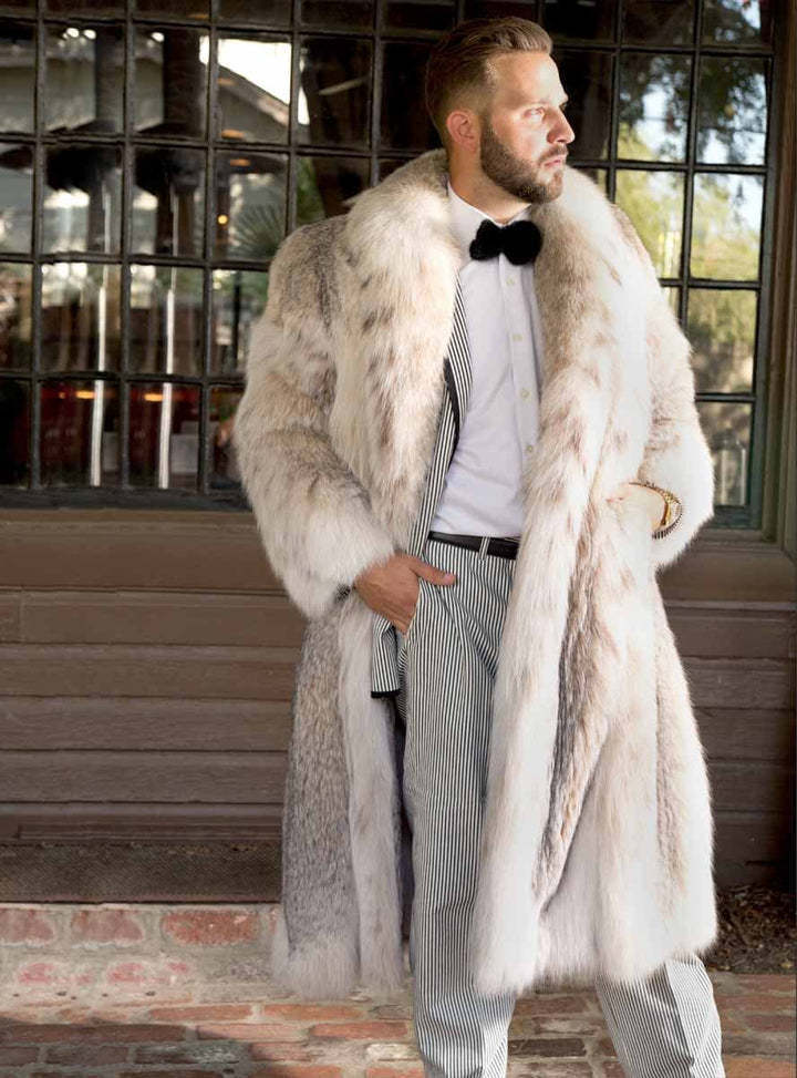 Leather Fur Coat Men&