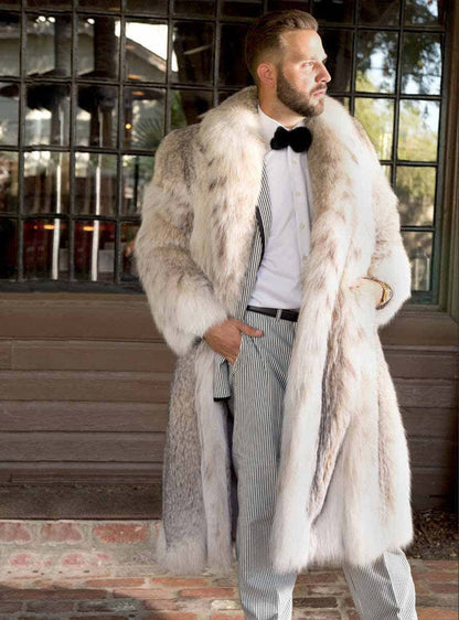 Leather Fur Coat Men&