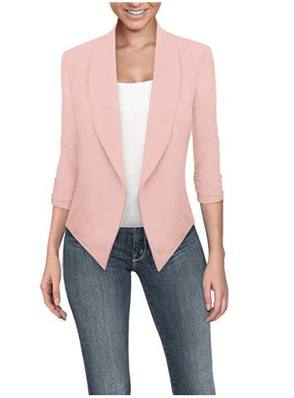 Long Sleeve Solid Color Cardigan Irregular Hem Small Suit Women Limorista