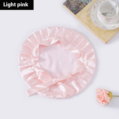 Encrypted Satin Silk Plain Satin Confinement Household Hair Care Lace-up Nightcap Limorista