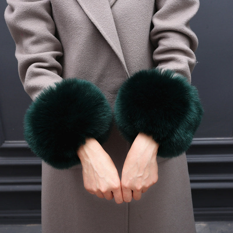 Faux Fur Fox Cuffs Plush Down Jacket  Big Artificial Hand Cuffs Limorista