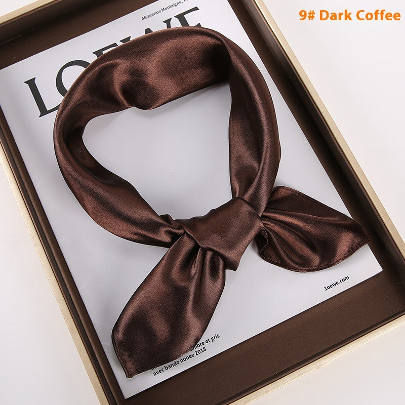 Solid Color Square Scarf Artificial Silk Small Square Towel Limorista