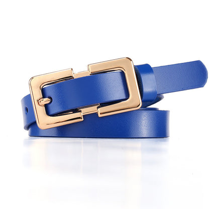 Retro Ladies Cowhide Leather Pin Buckle Belt Thin Simple Wild Belt Women Decoration Green Wholesale Limorista