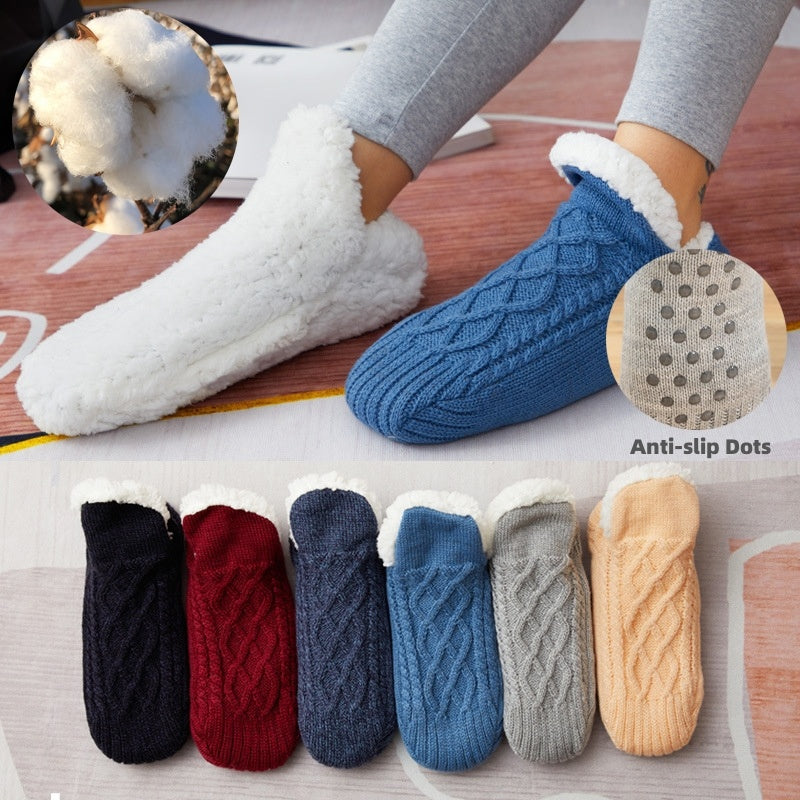Winter Woolen Socks Women Thicken Warm Home Bedroom Socks Slippers Men Non-slip Foot Warmer Snow Socks Calcetines Mujer Limorista
