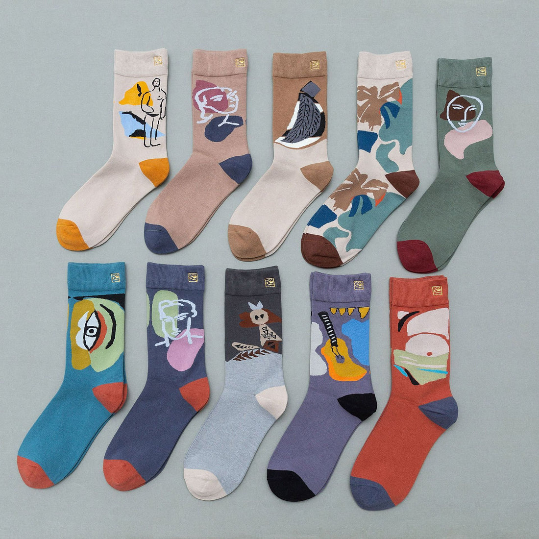 Personality contrast color graffiti character in tube socks Street style fashion cotton socks Limorista