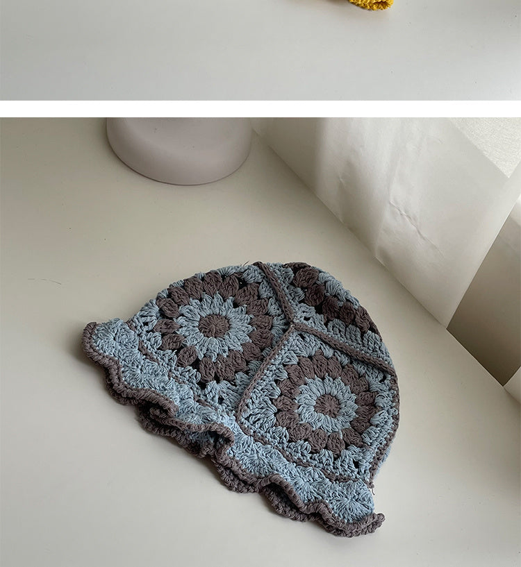 Handmade Design Double Color Hollow Basin Hat Women&
