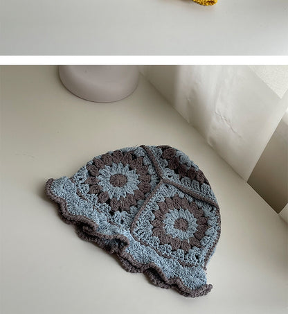 Handmade Design Double Color Hollow Basin Hat Women&