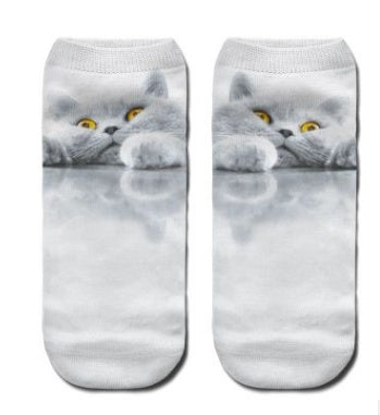 Popular Funny Unisex Short Socks 3D Cat Printed Anklet Socks Casual Socks Limorista