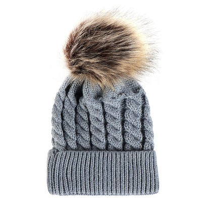 Autumn and winter ball twist knit hat Warm female parent-child imitation braid hair ball wool cap Limorista