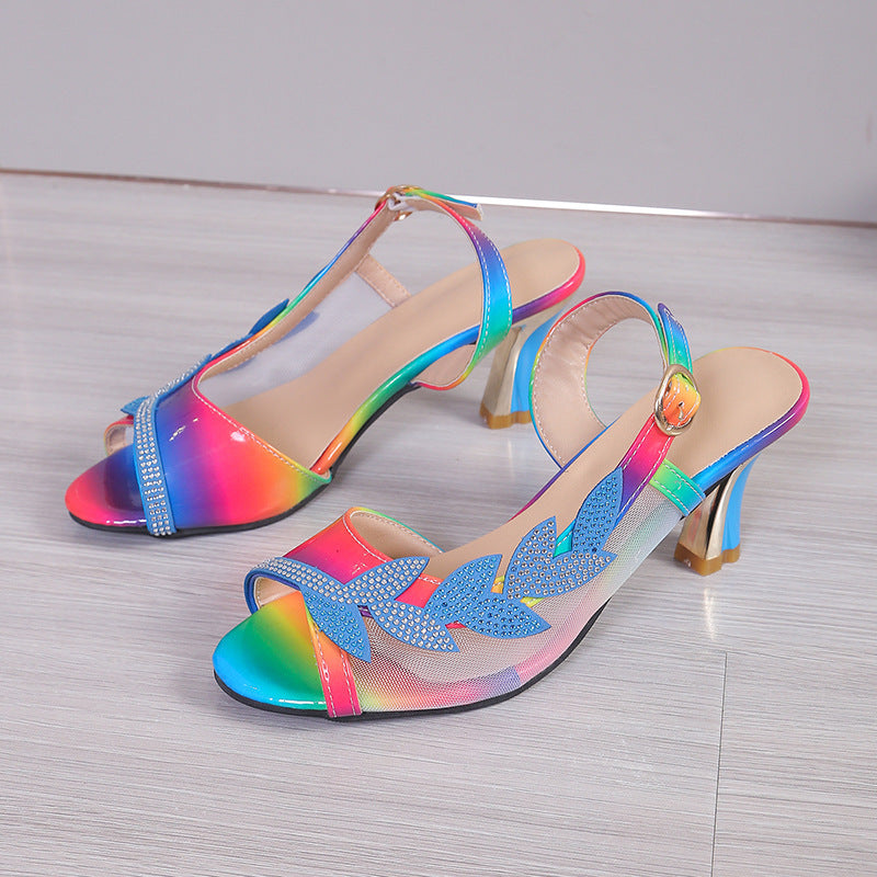 Summer New High Heel Sandals Stiletto Heel Rhinestone Buckle Sandals Fashion Sexy High Heels Limorista
