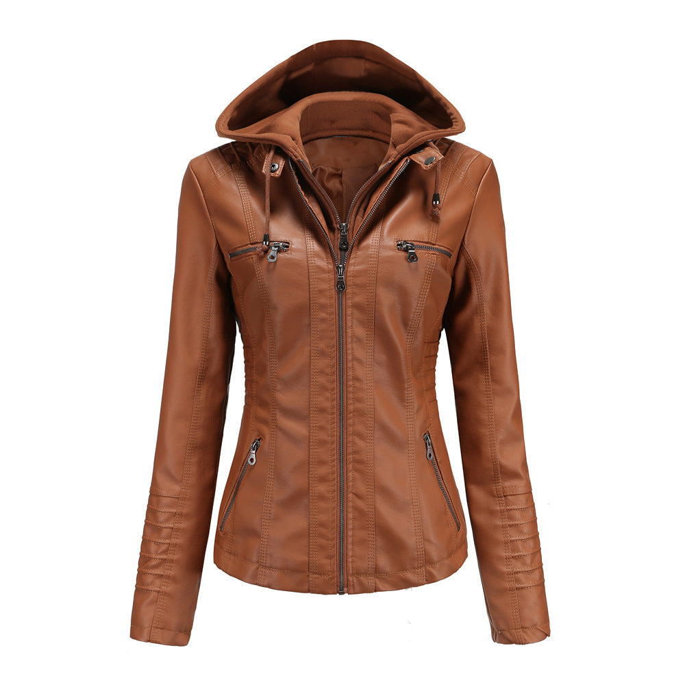 Detachable Two-piece Hooded Leather Jacket Limorista