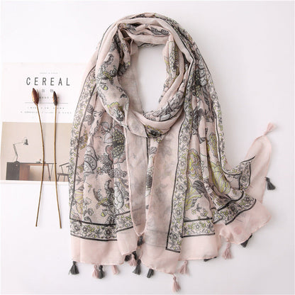 Japanese Style Artistic Fresh Cotton And Linen Scarf Retro Patchwork Bohemian Cashew Print Limorista