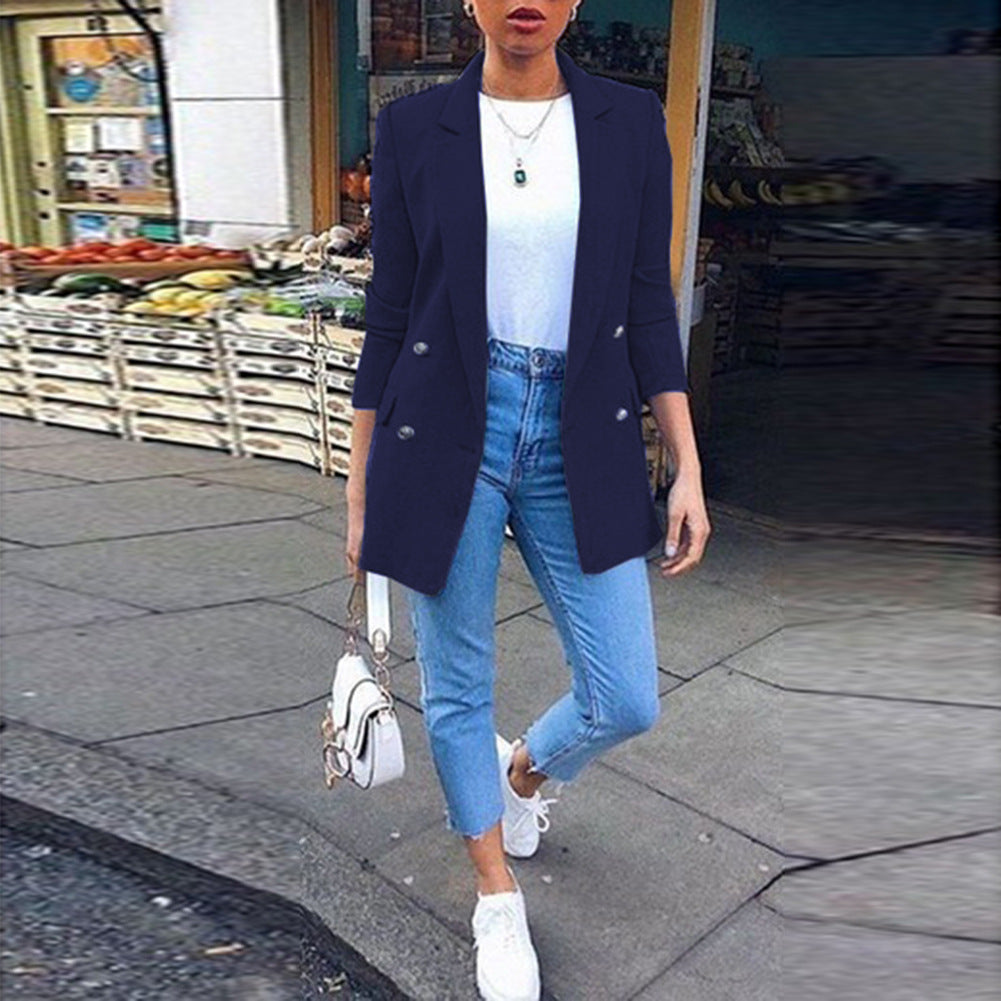 Fashion Lapel cardigan medium length temperament suit coat woman Limorista