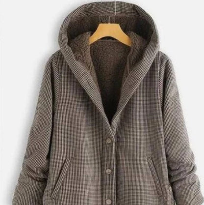 Buttoned Solid Hooded Jacket Limorista