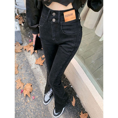 Slightly Flared Jeans, Two Buttons, Slim Design, Women&