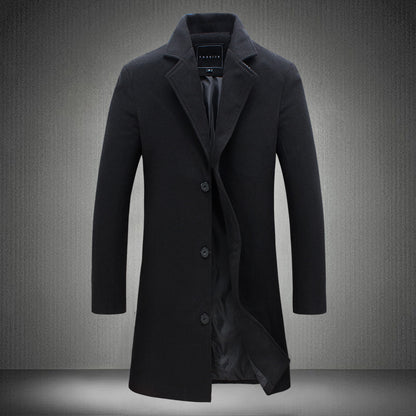 Autumn And Winter New Mens Solid Color Casual Business Woolen Coats Limorista