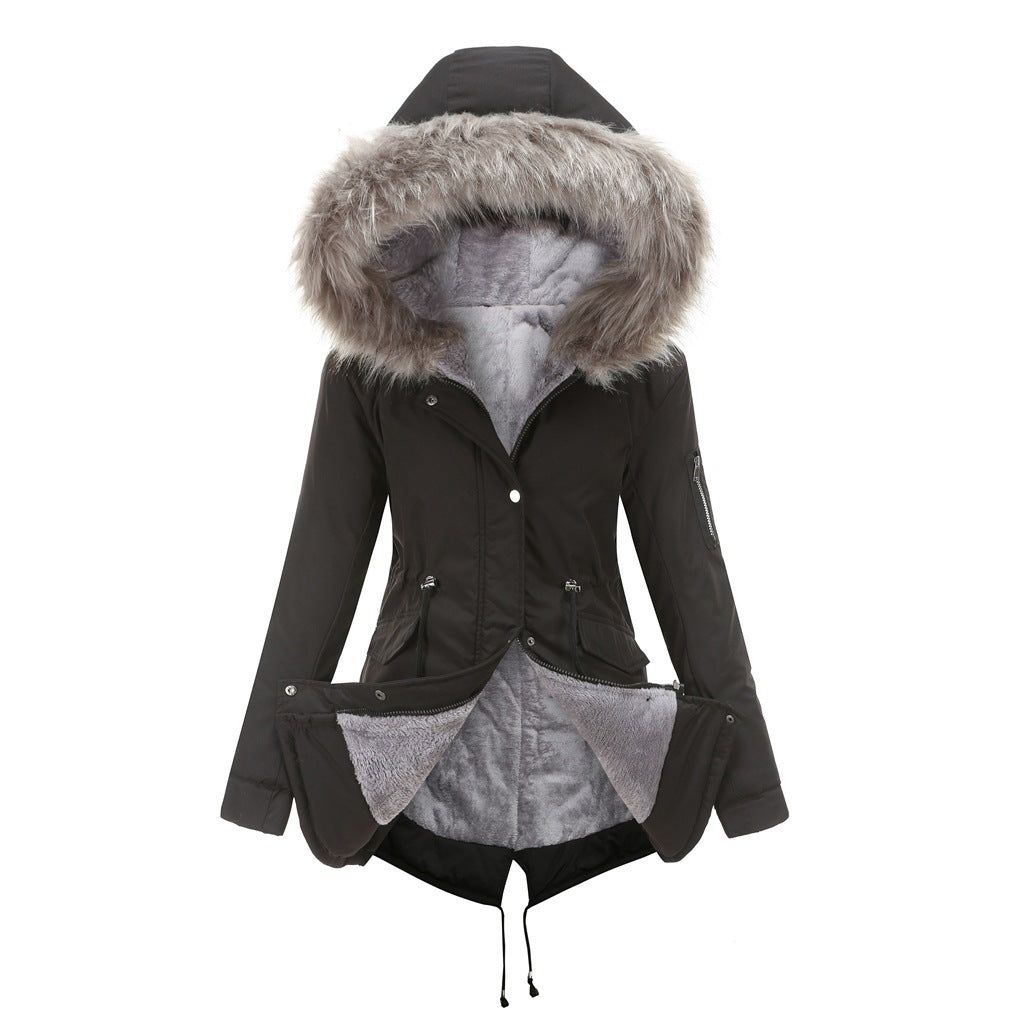 Parka Cotton-padded Coat Mid-length Hooded Limorista