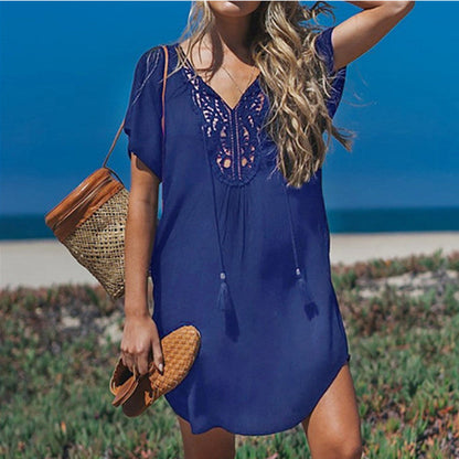 New Rayon Patchwork Edge Beach Vacation Dress Bikini Cover Limorista