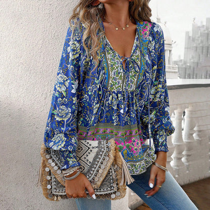 European And American Printed Shirt Women&