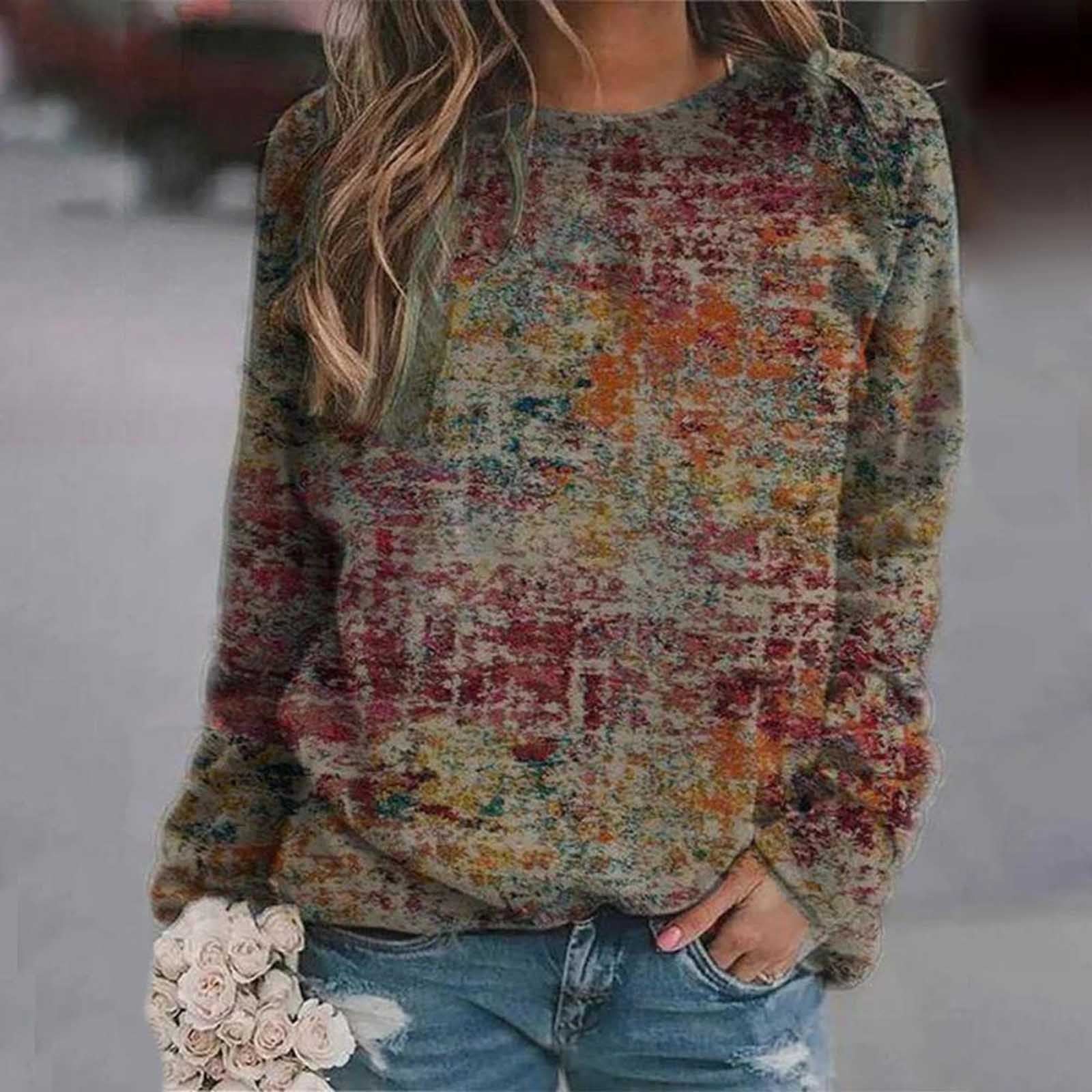 Rendering 3D Digital Printing Long Sleeve Loose Round Neck Sweater Limorista