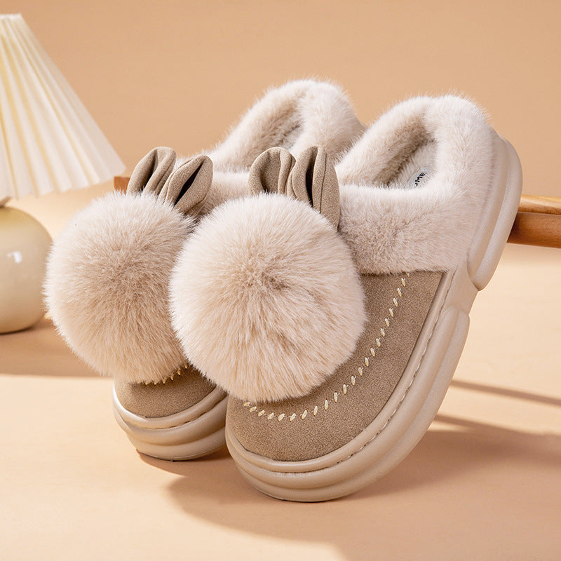 Thick Bottom Fleece-lined Warm Can Be Outdoor Fur Slippers Limorista