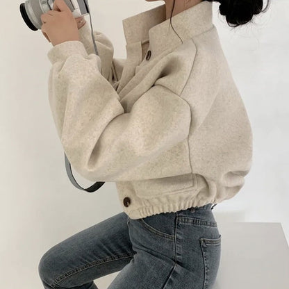 Short Idle Style Loose Casual Woolen Woolen Coat Limorista