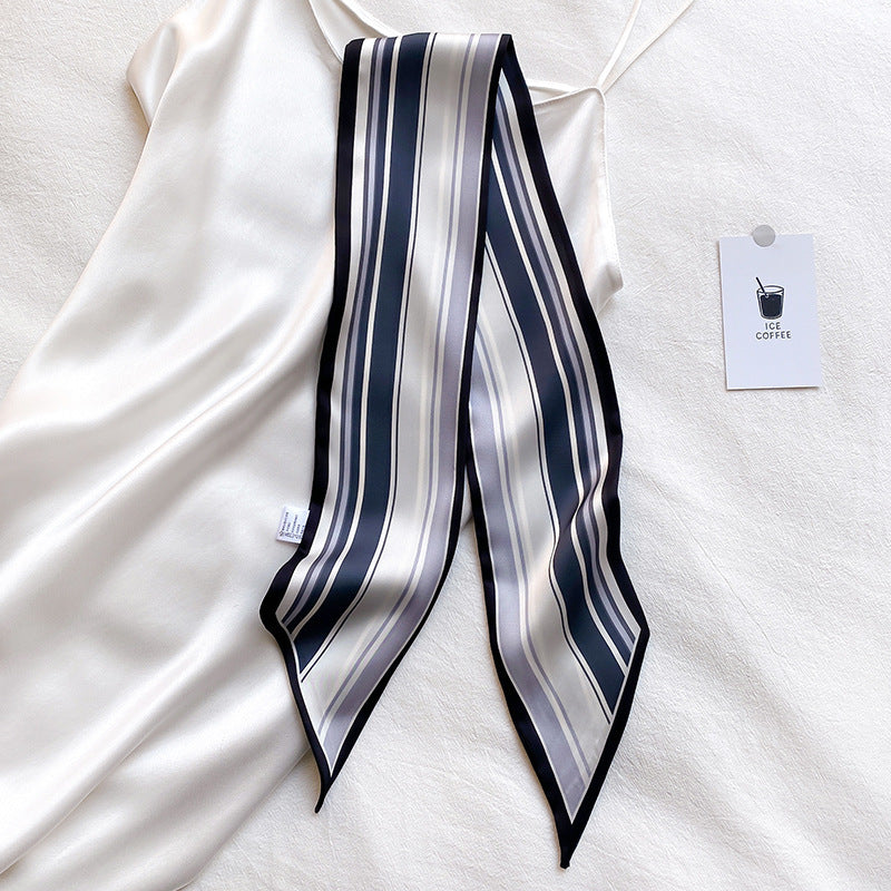 Narrow Long Strip Small Silk Scarf Women Fashion Leopard Pattern Limorista