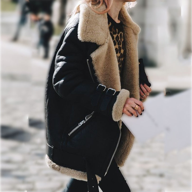 Suede Leather Jacket And Lamb Wool Warm Coat Limorista