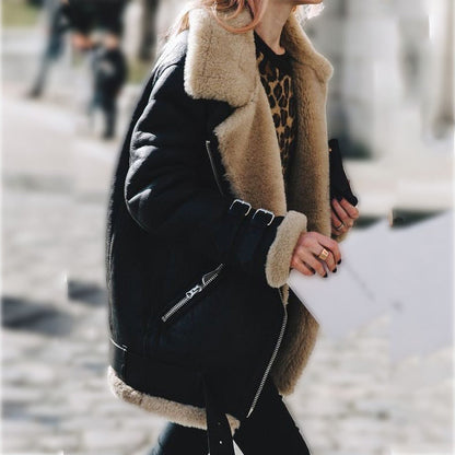 Suede Leather Jacket And Lamb Wool Warm Coat Limorista