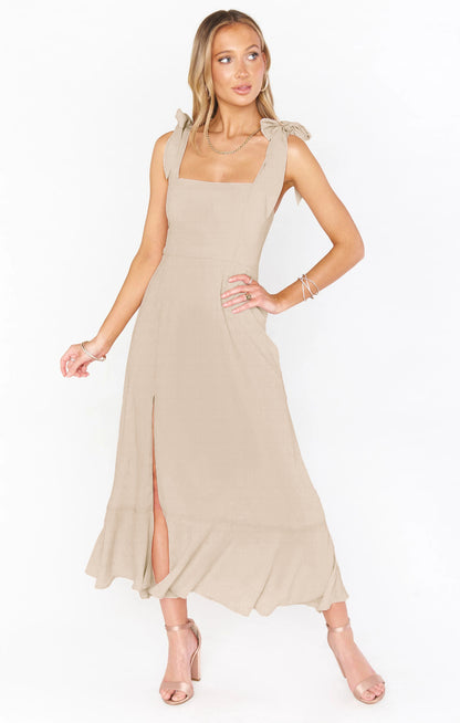 Temperament Suspender Split Dress With Lace-up Design Fashion Summer Ruffled Beach Dresses For Women Limorista