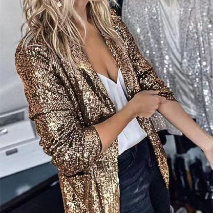Sequined Long Sleeve Elegant Small Blazer Limorista