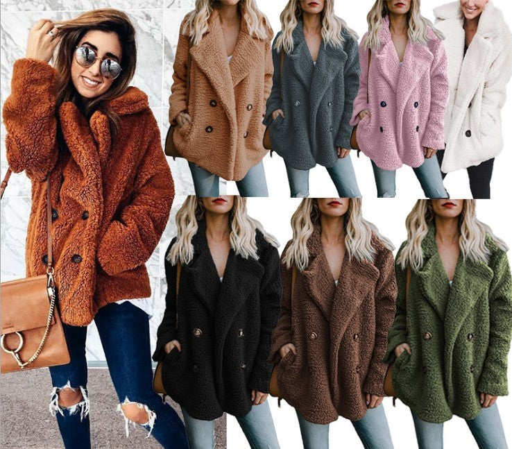 Autumn And Winter Fashion Button Suit Collar Pocket Blouse Limorista