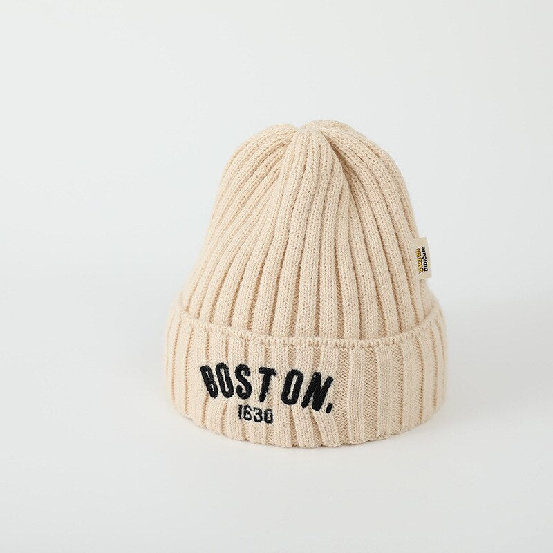 BOSTON Letter Children Woolen Knitted Hat Limorista