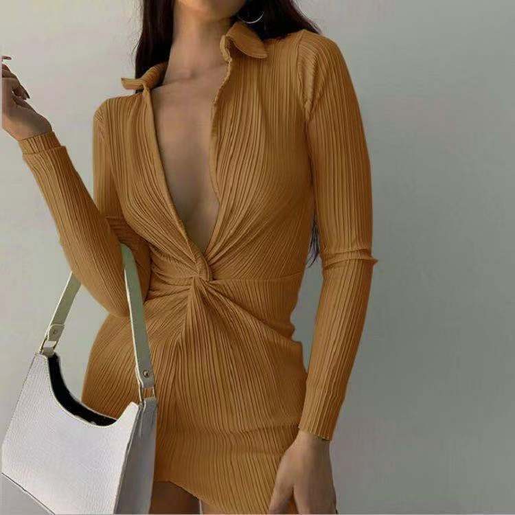 Fashionable Sexy New L-neck Twisted Sexy Tight-fitting Dress Limorista