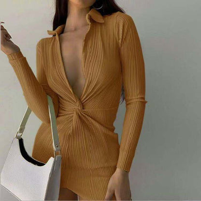 Fashionable Sexy New L-neck Twisted Sexy Tight-fitting Dress Limorista