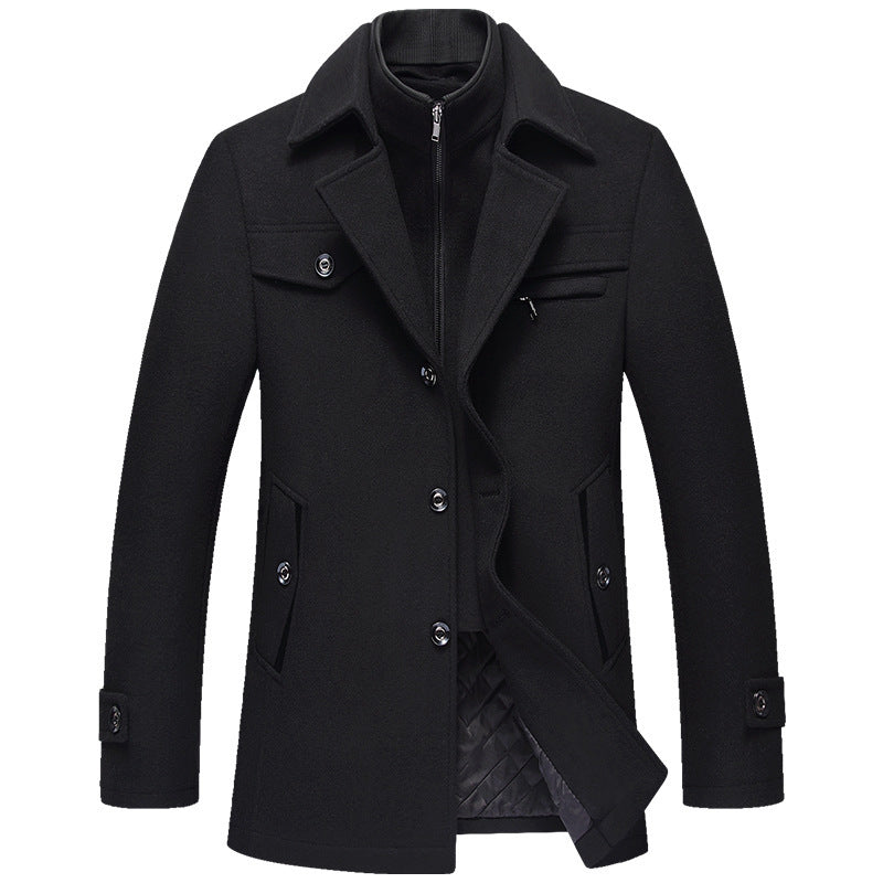 Men Woolen Coats Winter Slim Fit Warm Overcoats Brand Detachable Collar Casual Wool Blends Trench Coats SL-F053 Limorista