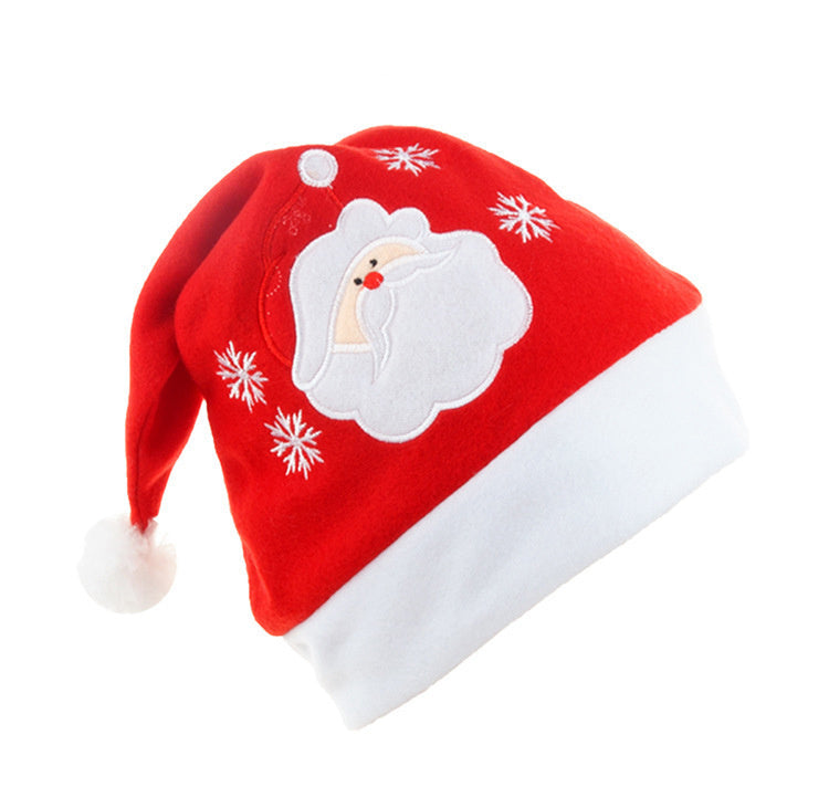 Cartoon Christmas Hat With Elk Santa Claus Embroidery Design Holiday Party Decoration Fuzzy Hat Limorista