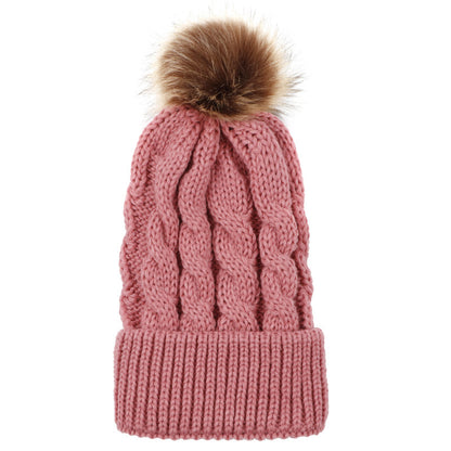 Autumn and winter ball twist knit hat Warm female parent-child imitation braid hair ball wool cap Limorista