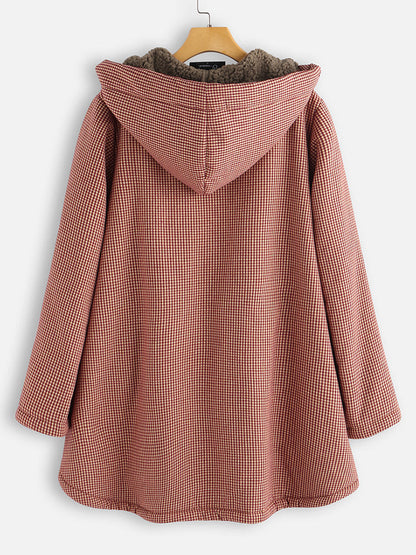 Buttoned Solid Hooded Jacket Limorista