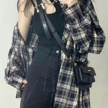 Fashionable Blue Plaid Shirt For Women Limorista