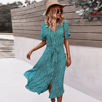 Floral Dress With Elegant Temperament And Long Skirt Limorista