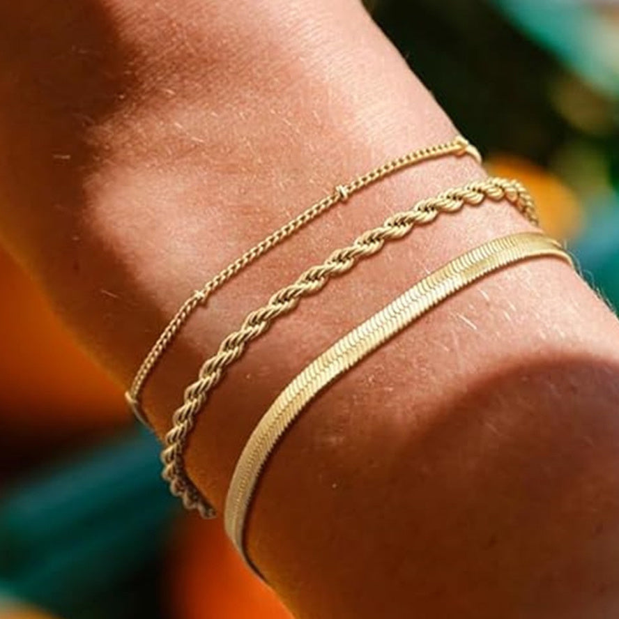 Exquisite Twist Bracelet Stainless Steel Layered Wear Snake Bones Chain Limorista