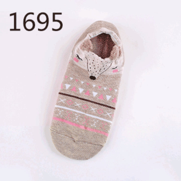 Cute Animals Cotton Short Socks Creative Cartoon Pure Socks Casual Funny Socks Spring Summer Fox Socks Limorista