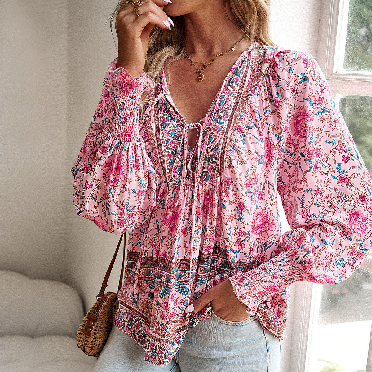 European And American Printed Shirt Women&