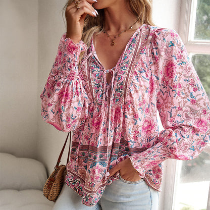 European And American Printed Shirt Women&