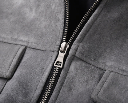 Vintage Solid Deerskin Multi-Pocket Zip Jacket Limorista