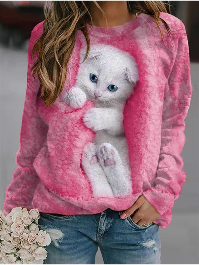 Fashion Loose Print Round Neck Sweater Limorista