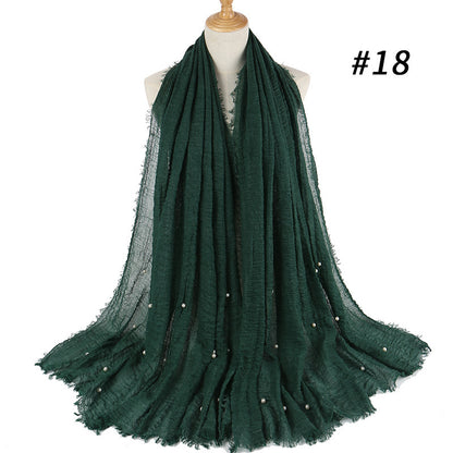 Cotton and linen crumpled monochrome scarf Limorista